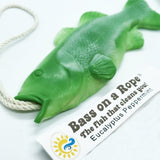 Green Bass Soap on a Rope, Handmade Soap, Best Fishing Gifts for Women or Men, Eucalyptus Peppermint Essential Oils