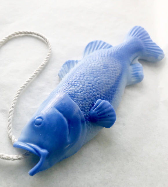 Blue Bass Soap on a Rope