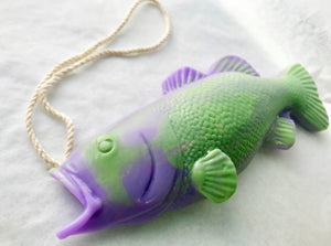 Purple Bass Soap on a Rope, Handmade Soap, Best Fishing Gifts for Women or Men, Lavender Sage Essential Oils